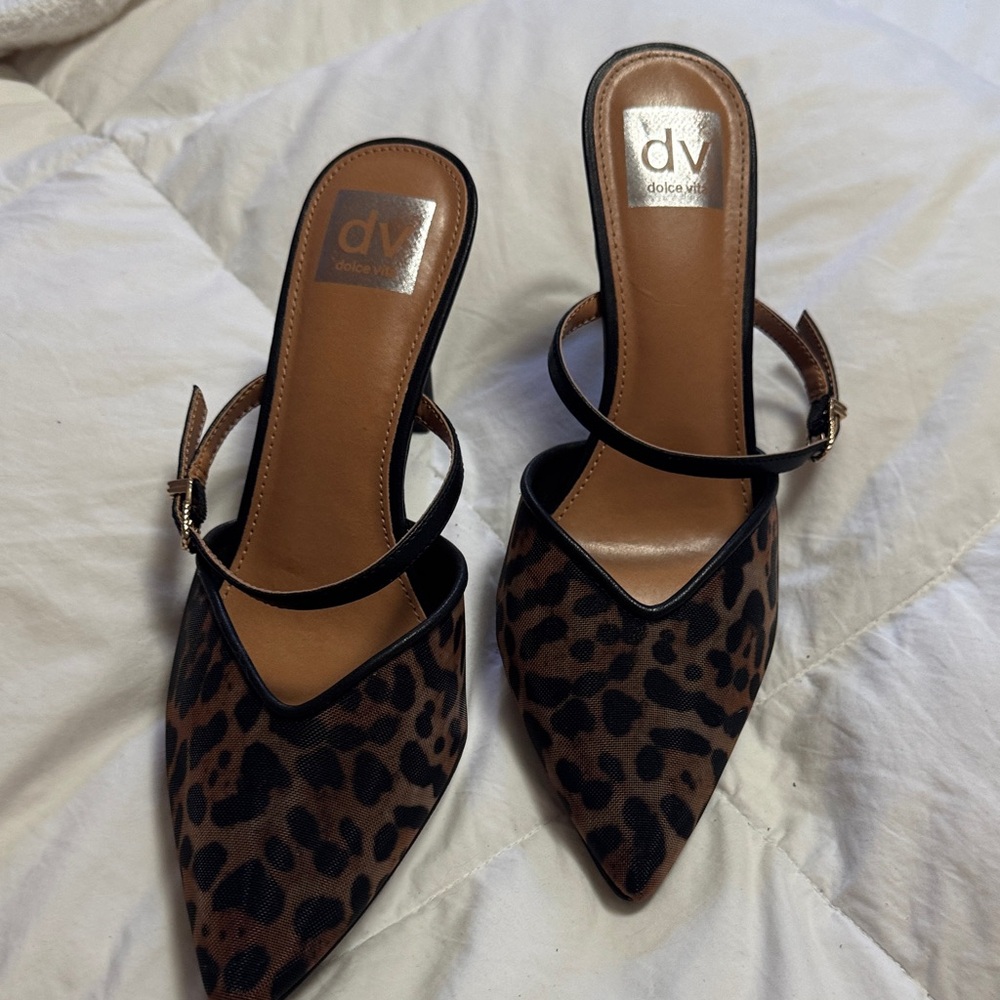Dolce Vita Black and Brown Leopard Heels